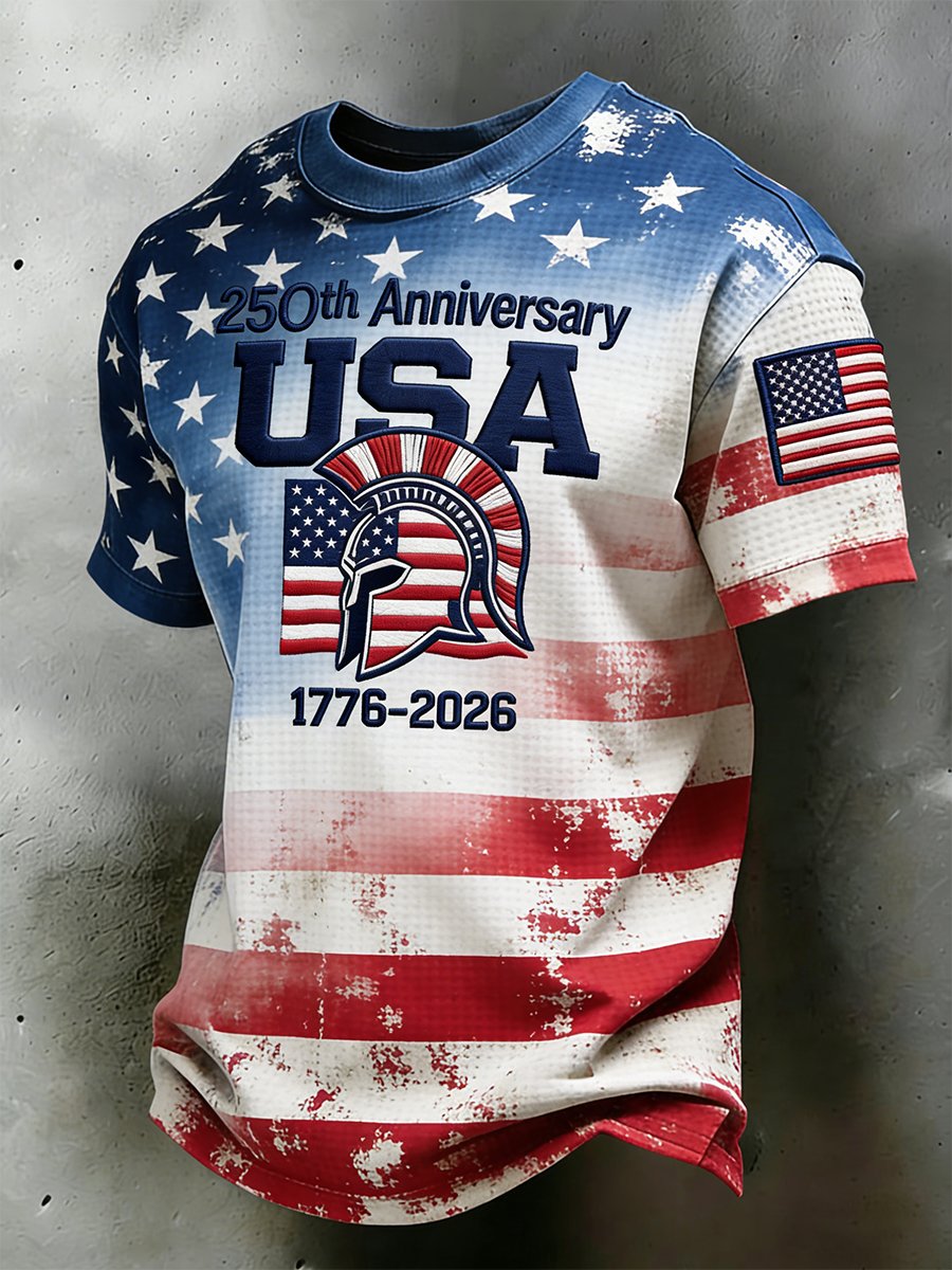Men's American Anniversary Waffle-Knit Short-Sleeve T-Shirt