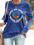 Women'S Respect Love Support Inclusion Acceptance Autism Awareness Print Long Sleeve Sweatshirt