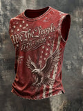 Men's Retro Independence Day Patriot Crew Neck Tank Top