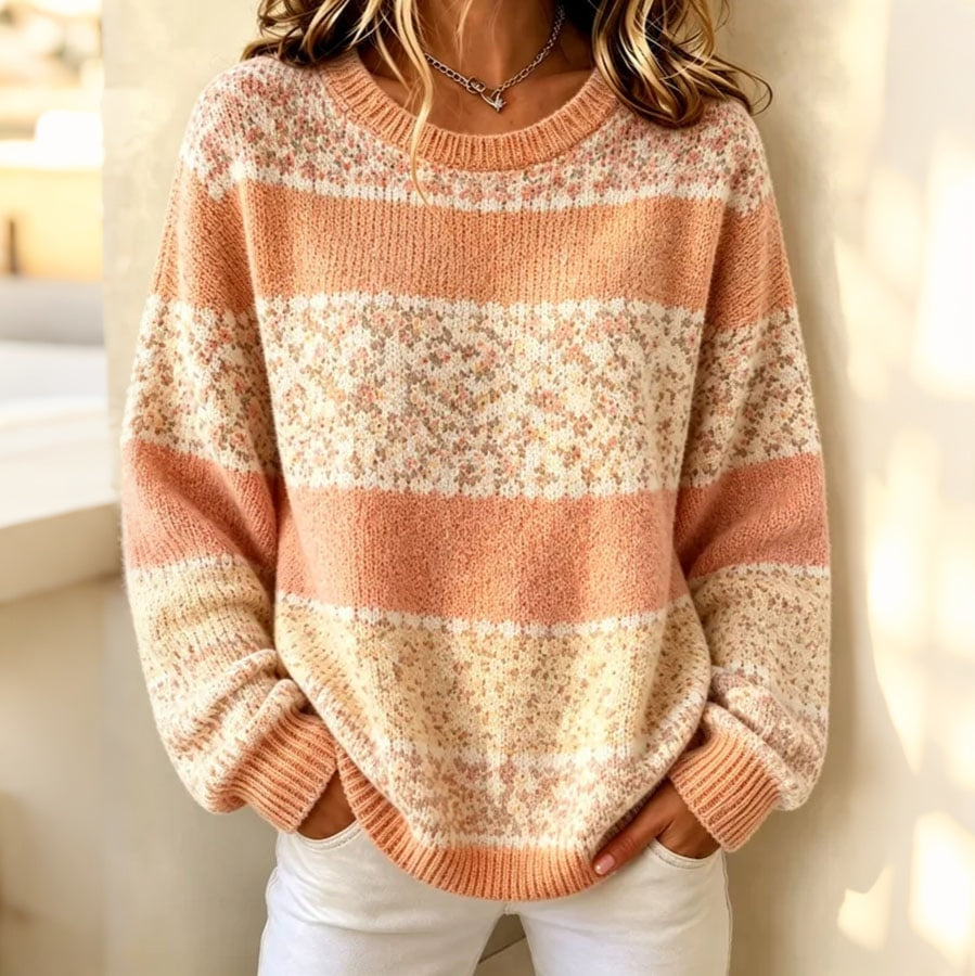 Women's Casual Print Long Sleeve Knit Sweater
