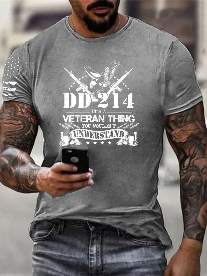 DD-214 A Veteran Thing Pattern 100% Cotton T-Shirt