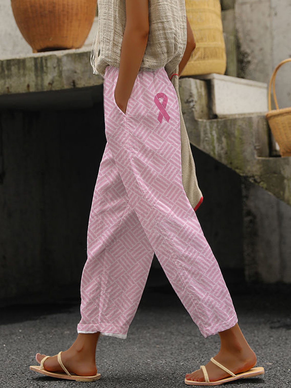 Women's Breast Cancer Awareness Print  Pants
