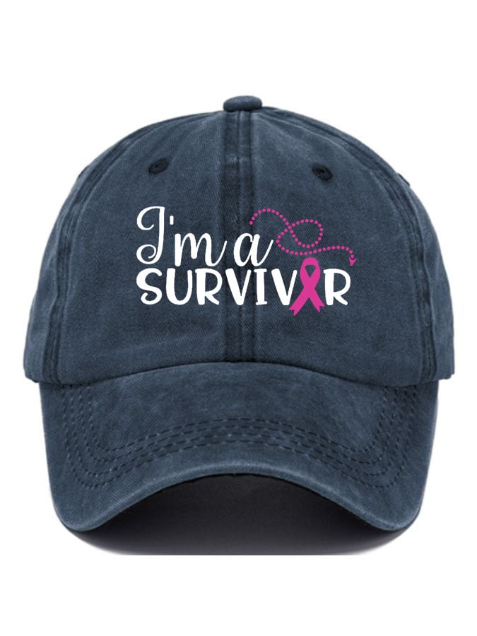 Unisex Breast Cancer Ribbon Survivor Print Cap