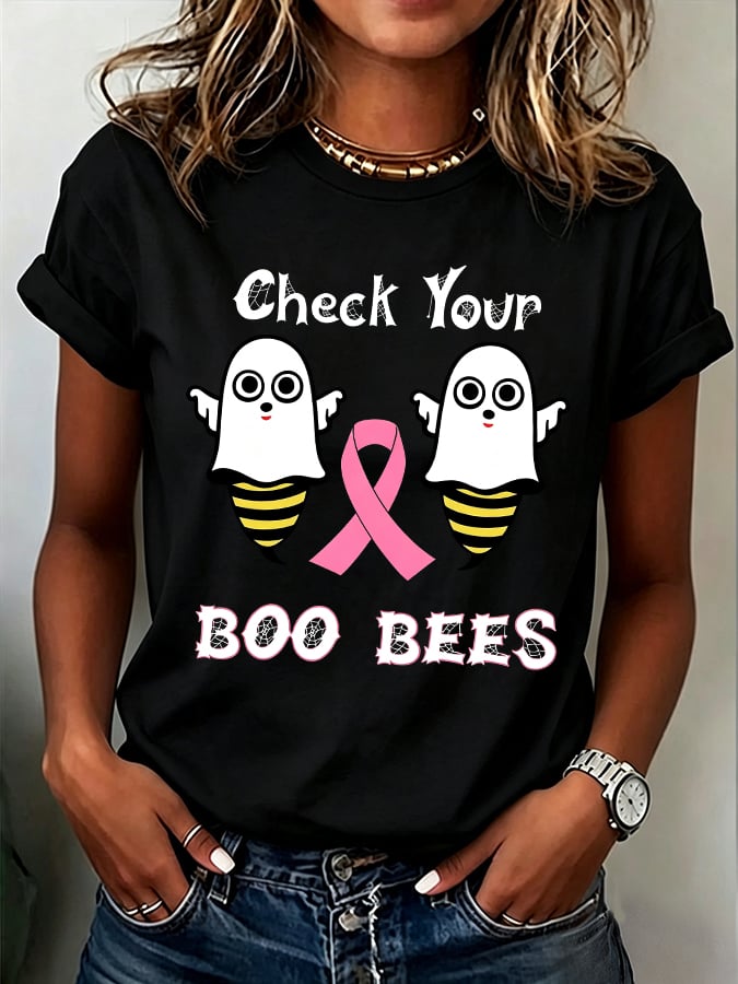 Women's Casual Breast Cancer Awareness Print Top