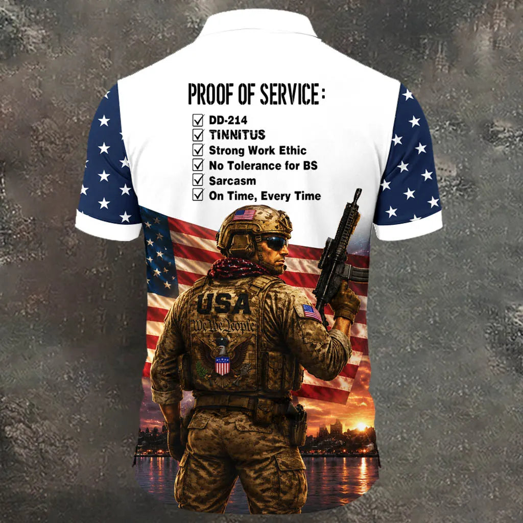 Men's Veteran Proof The Service Pattern Print Polo Shirt