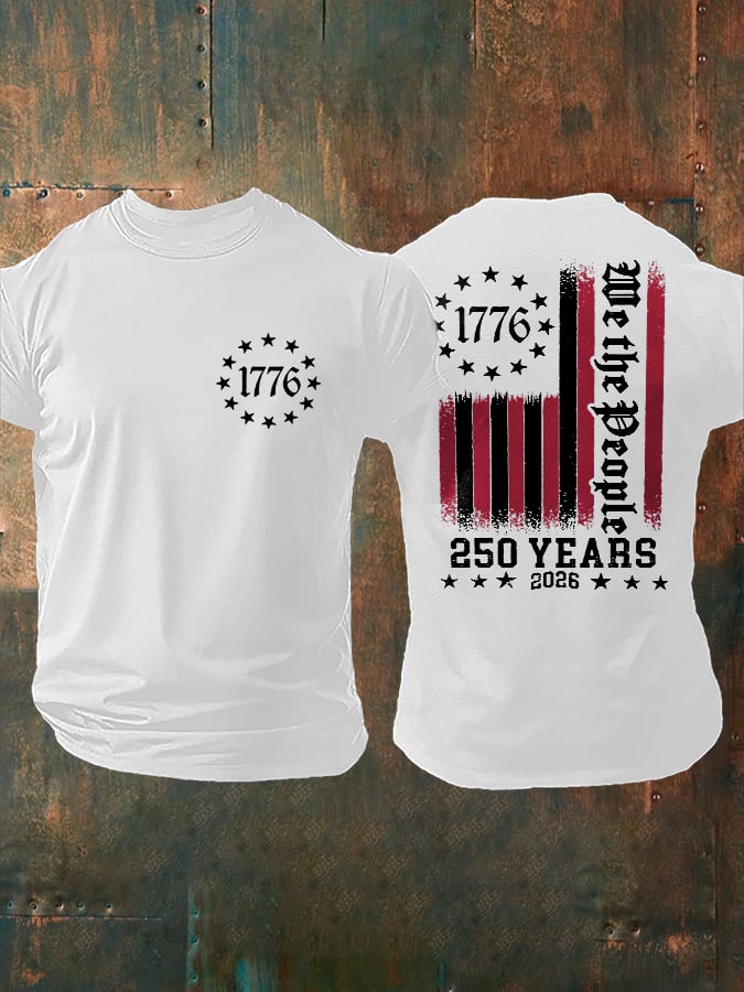 Men's Casual USA 250th Anniversary Printed Short-Sleeve T-Shirt