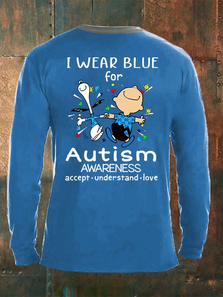 Men'S V-Neck Autism Awareness I Wear Blue For Autism Print T-Shirt