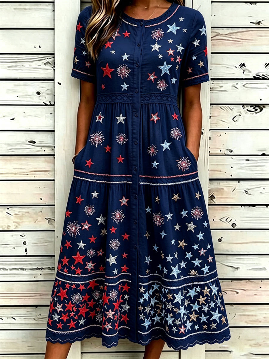 Women'S Casual American Independence Day Print Art Casual Dress