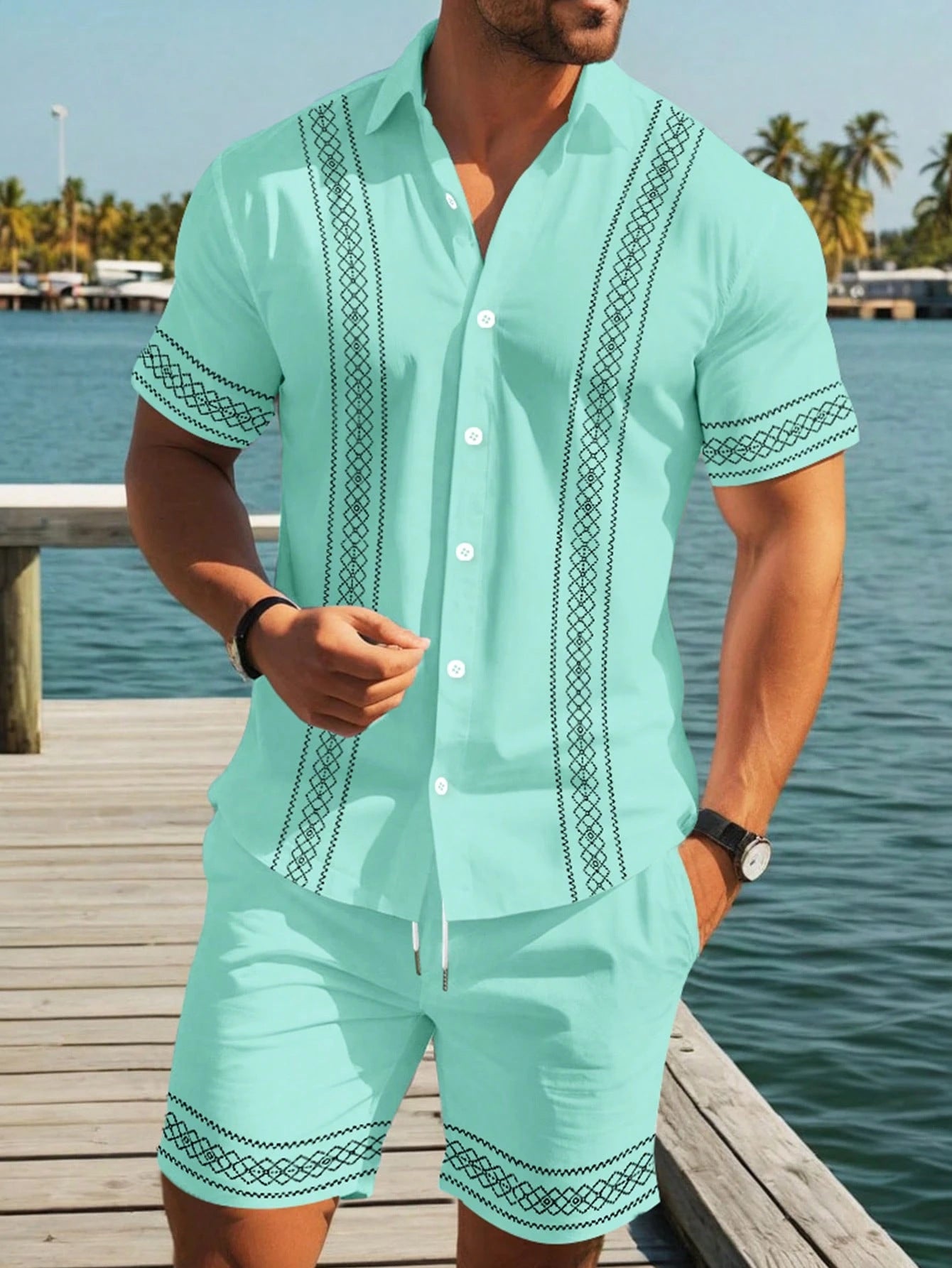 Men‘s Summer Holiday Hawaiian Shirt Set