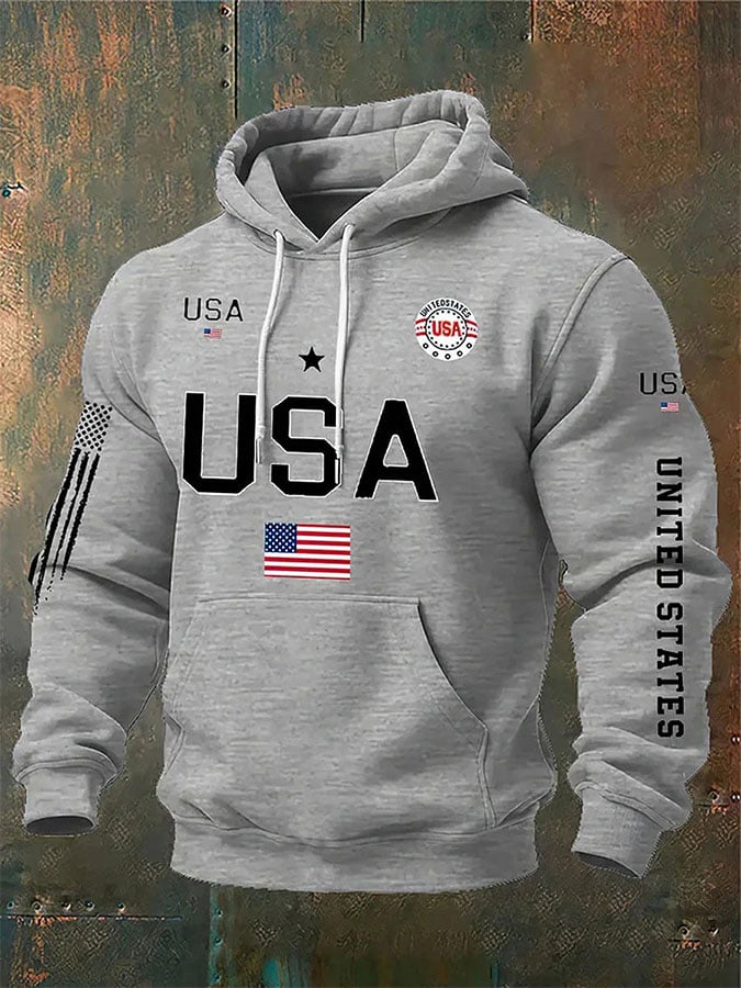 Men's Casual Printed Hooded Sweatshirt