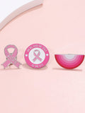 Women's Pink Ribbon Breast Prevention Logo Brooch Badge
