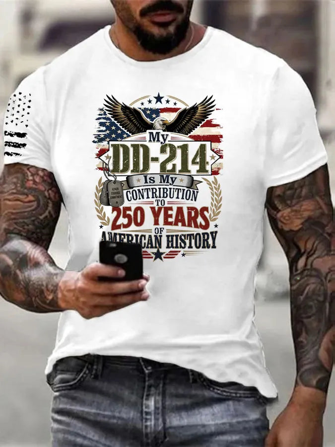 DD214 Is My Contribution To 250 Years Of American History Pattern 100% Cotton T-Shirt