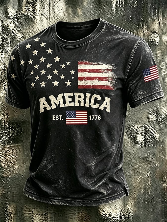Men's 250th Anniversary Independence Day Art Printed Casual T-shirt