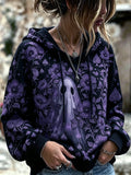 Women's Bohemian Halloween Ghost And Floral Print Hoodie