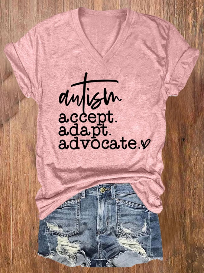 Women's Autism Awareness Printed Casual T-Shirt