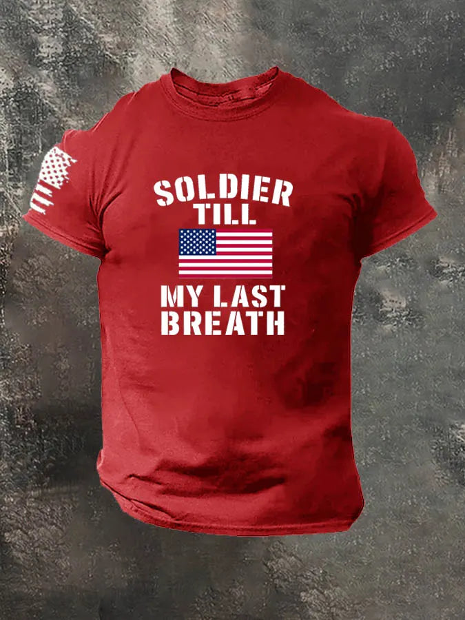 Soldier Till My Breath Last Pattern 100% Cotton T-Shirt