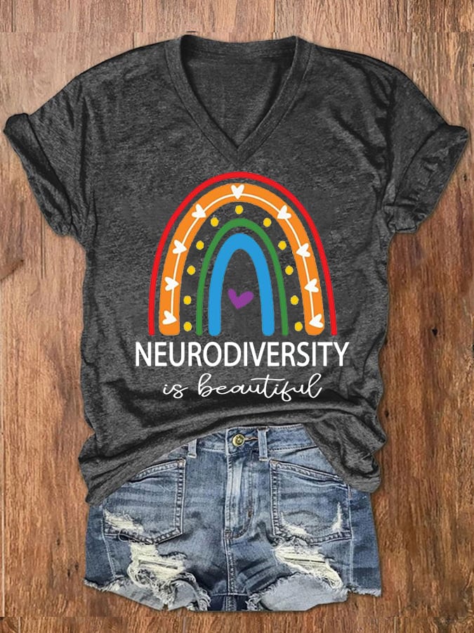 Women's Neurodiversity Is Beautiful Autism V-Neck Tee