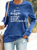 Women'S  Autism Awareness Print Casual Sweatshirt