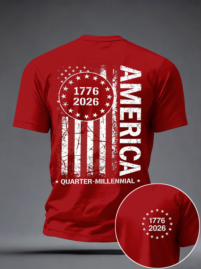 Men's Casual USA 250th Anniversary Printed Short-Sleeve T-Shirt