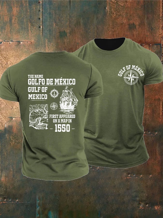 Men'S Retro Gulf Of Mexico Printed Casual Crew Neck T-Shirt