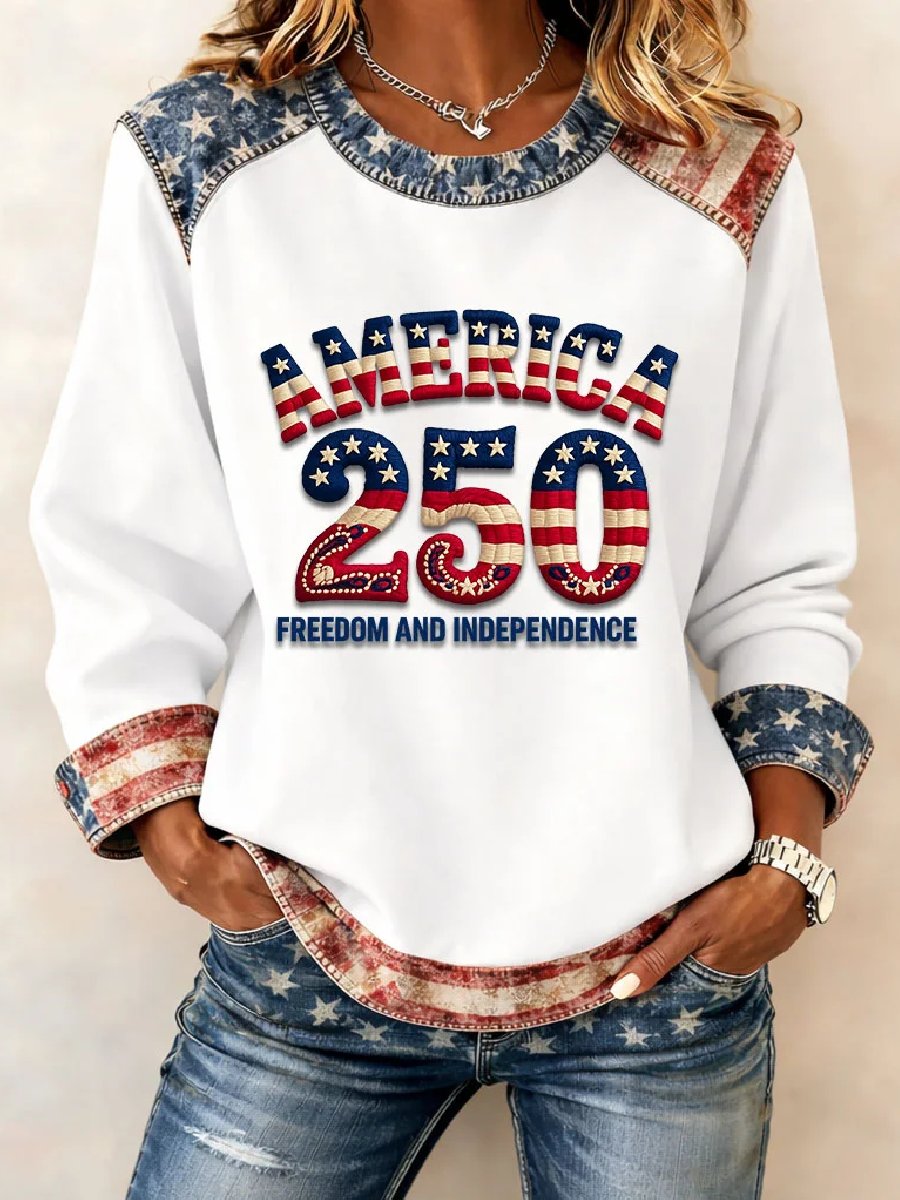 Women's casual hoodie with American 250th anniversary print