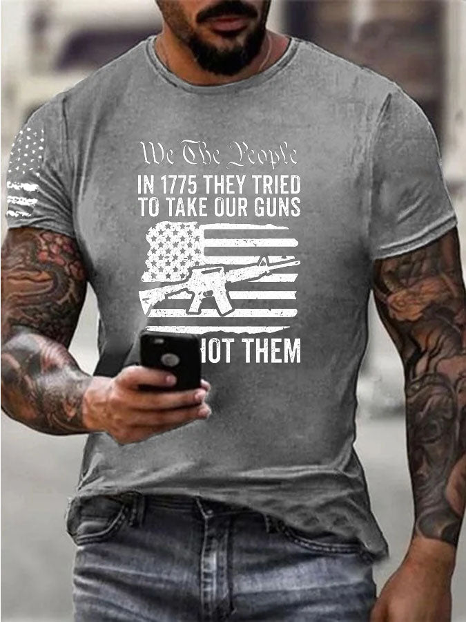 Independence Day  We The People To Take Our Gun We Shot Them Pattern 100% Cotton T-Shirt