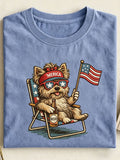 Unisex USA 250th Independence Day Puppy Print T-shirt