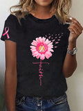 Women's Breast cancer Awareness Faith Pink Ribbon Printed T-shirt