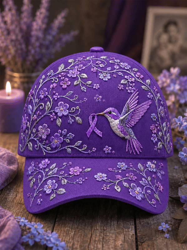 Purple Floral Print Casual Hat