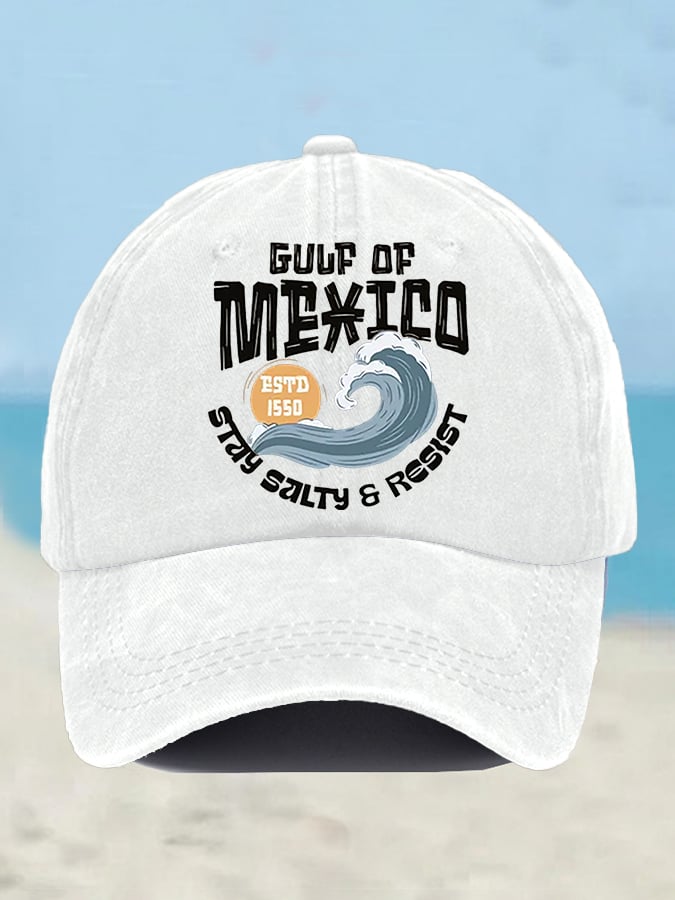 Retro Gulf Of Mexico Stay Salty And Resist Printed Baseball Cap