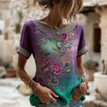 Women's Vintage Purple Floral Casual T-shirt