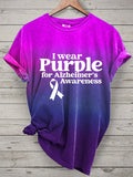 Women's I Wear Purple For Alzheimer's Awareness Print Casual T-Shirt