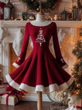 Women's Christmas Red and White Color Block Faith Print Knit Dress