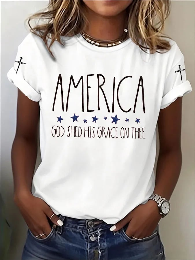 Women'S Casual U.S. 250th Anniversary Commemorative Printed T-Shirt