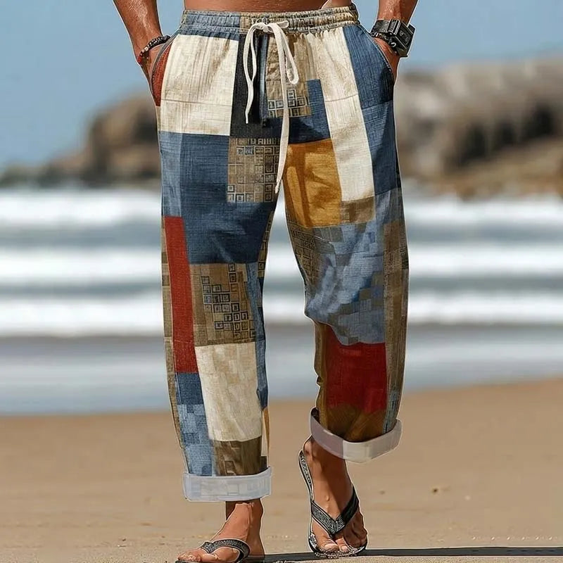 Men's Boho Hippie Geometric Pattern Casual Pants
