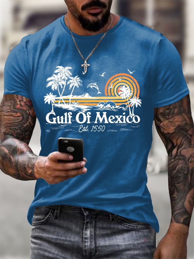 Men's Gulf Of Mexico Printed Round Neck T-Shirt
