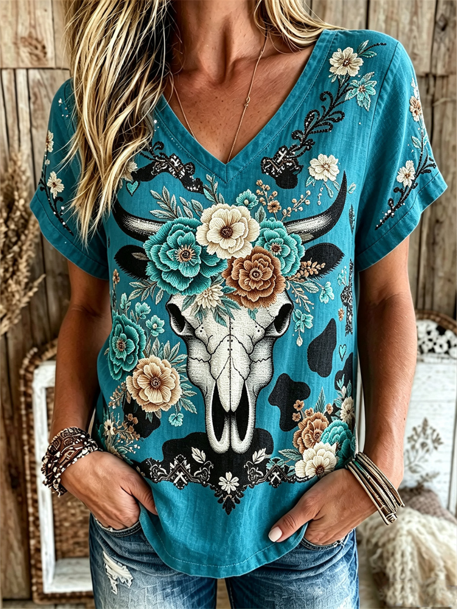 Women's Vintage Western Print T-Shirt