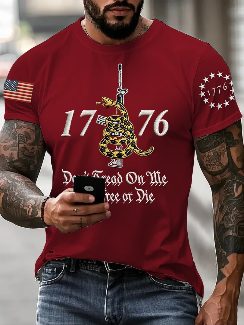 Men's "Don't Tread on Me" Printed Short-Sleeve T-Shirt
