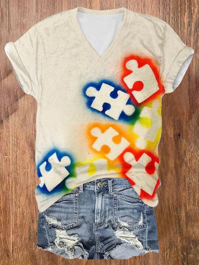 Women'S Autism Awareness Print T-Shirt