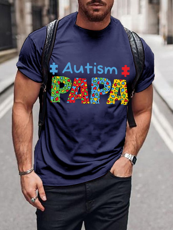 Men's Autism PAPA Autism Awareness Print T-Shirt