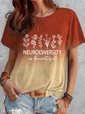 Women's Neurodiversity Autism Awareness Tie Dye Print T-Shirt