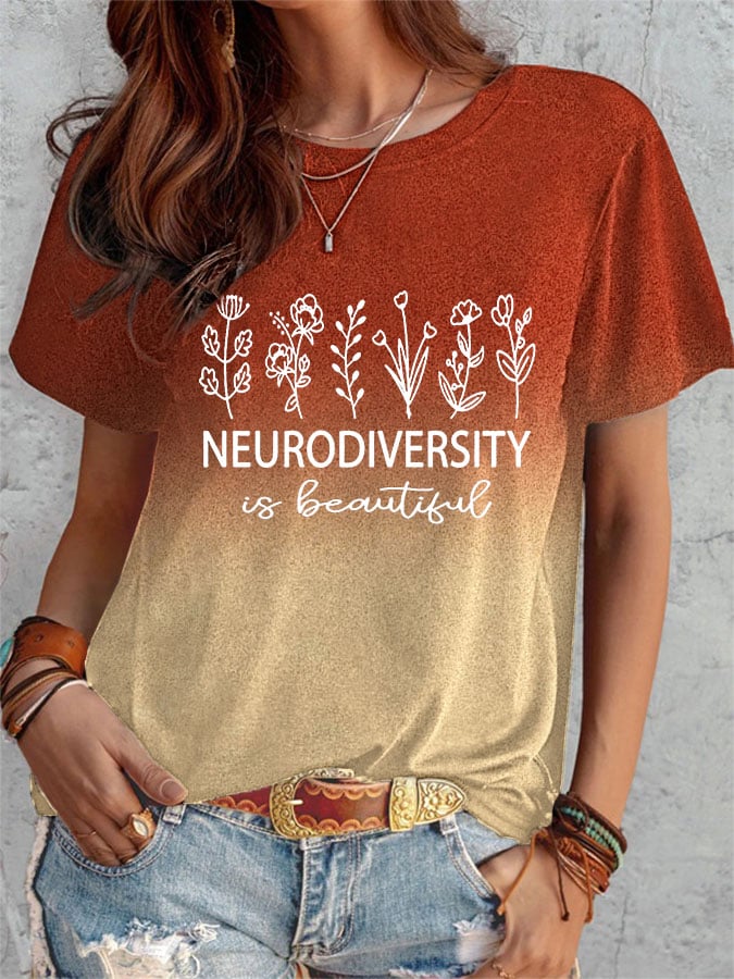 Women's Neurodiversity Autism Awareness Tie Dye Print T-Shirt