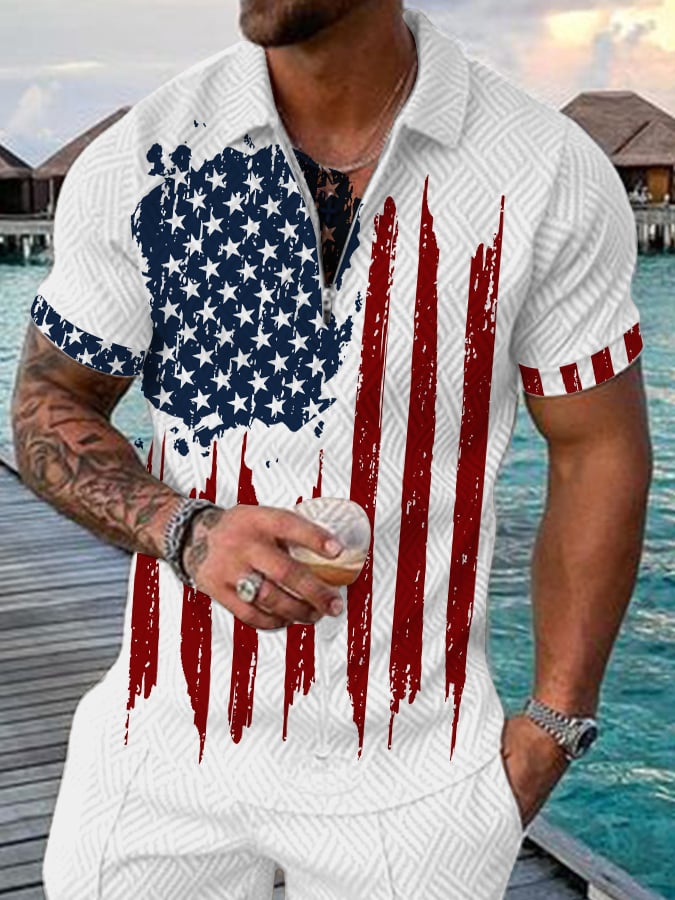 Men's Flag printed polo shirt