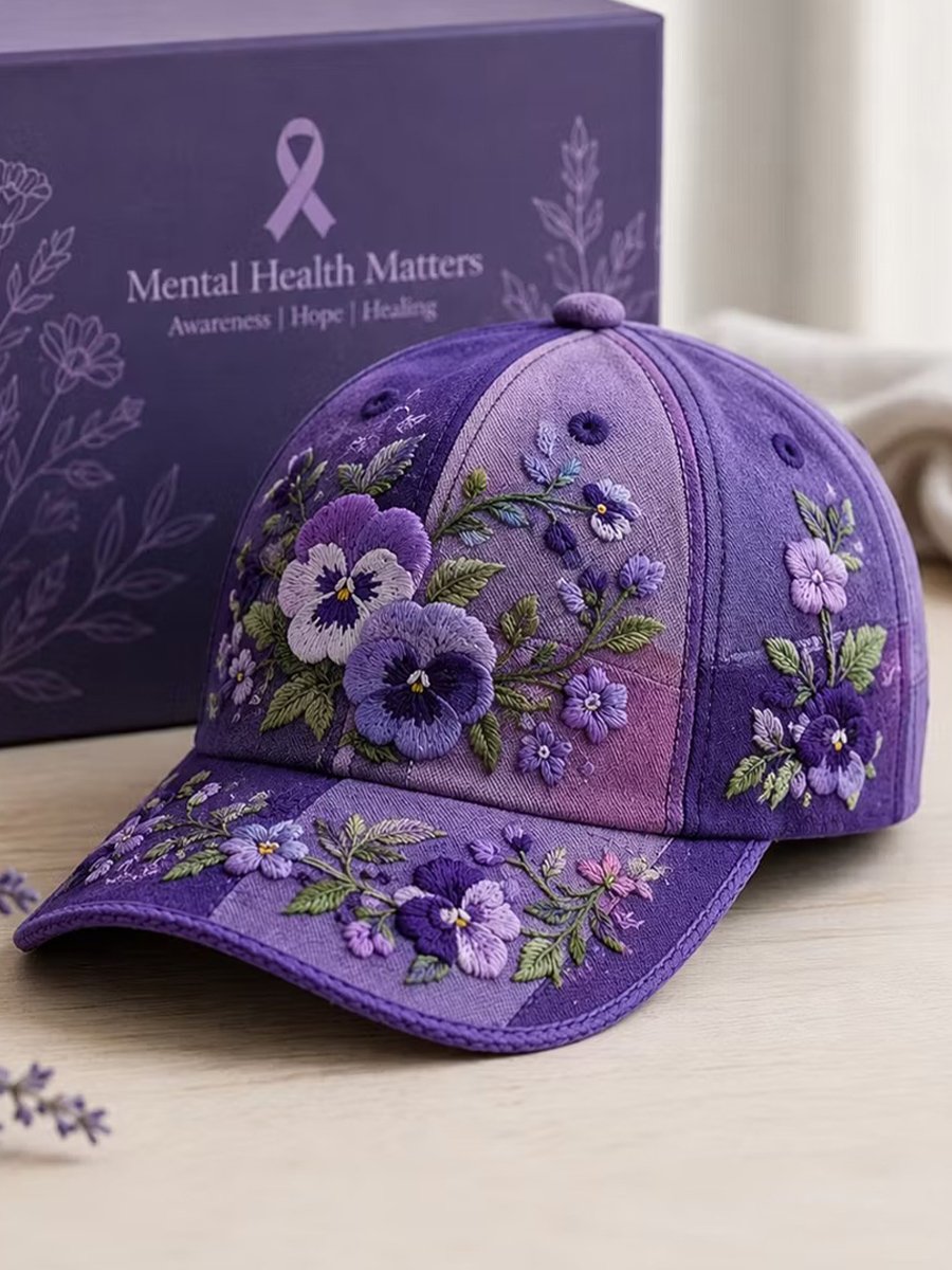 Alzheimer's Awareness Floral Print Baseball Cap