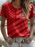 Women'S  America Flag Printed Casual T-Shirt