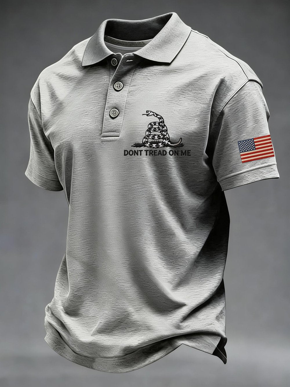 Men's "Don't Tread on Me" Print Casual Short-Sleeve Polo Shirt