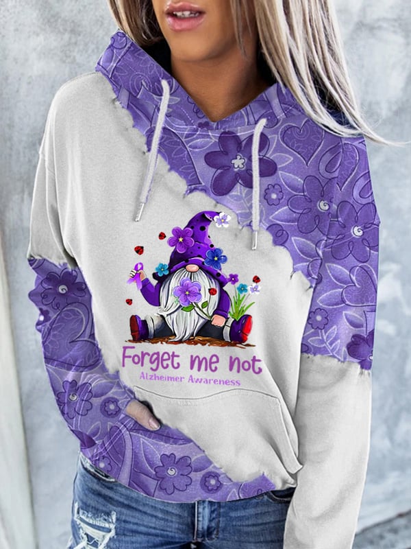 Women's Forget Me Not Alzheimer's Awareness Print Sweatshirt Hoodie