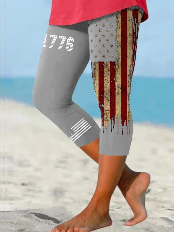Women's Vintage Flag Independence Day Casual Leggings