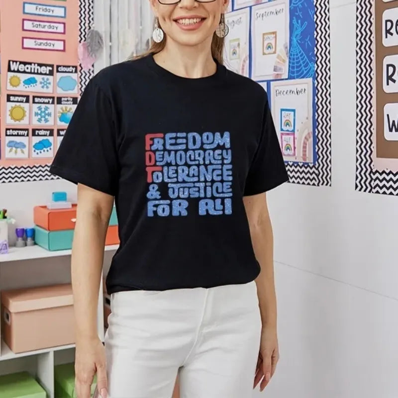 Freedom Democracy Tolerance And Justice For All Cotton T-Shirt