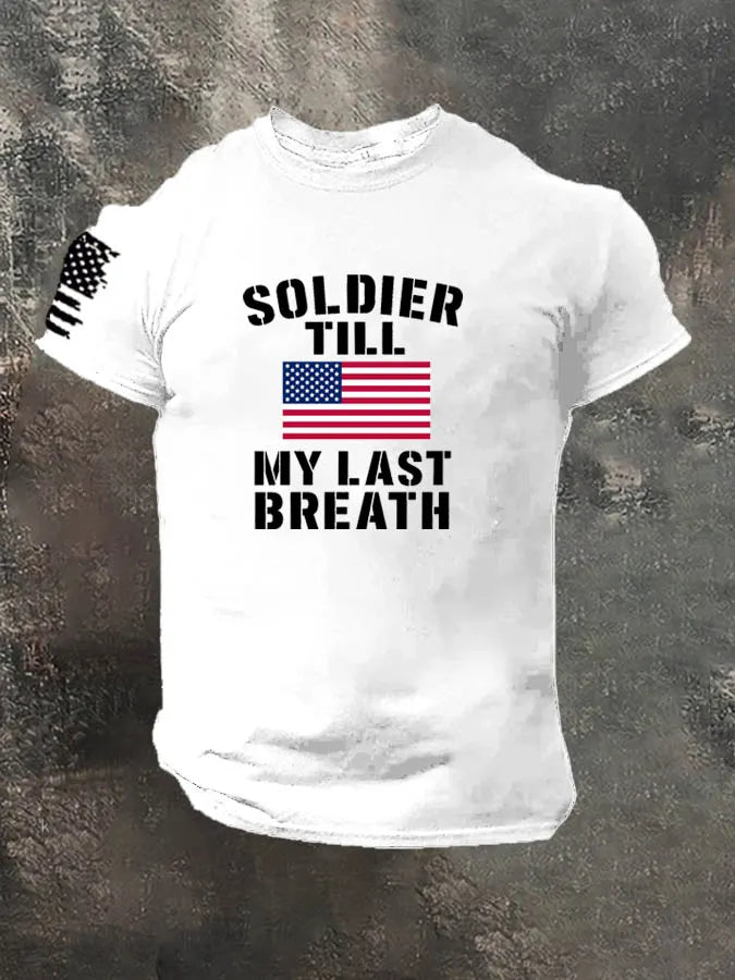 Soldier Till My Breath Last Pattern 100% Cotton T-Shirt